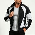 thumbnail image 4 of LYSMORA Men's Color Block Track Jacket Stand Collar Full Zip Outerwear Side Pocket Athletic Windbreaker Coat, 4 of 5