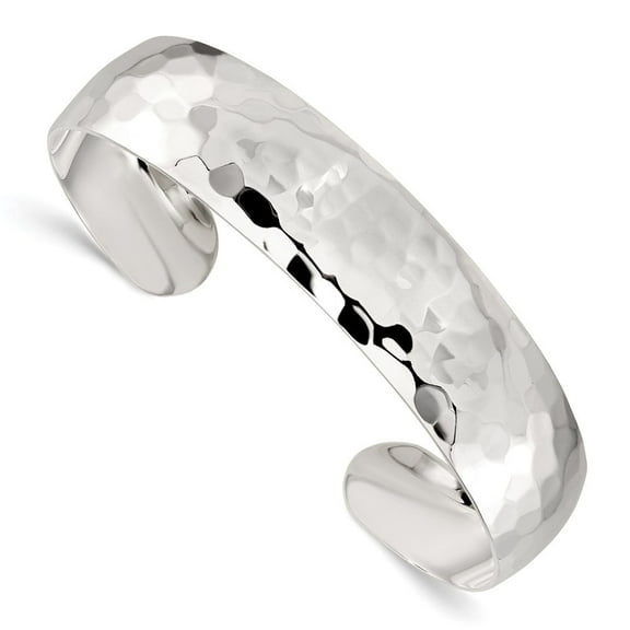 Auriga Fine Jewelry 925 Sterling Silver 13.5mm Hammered Cuff Bangle for Women