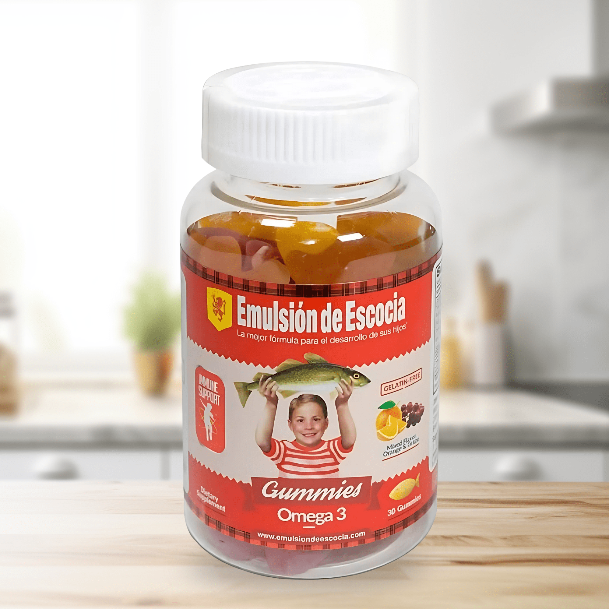 Emulsion de Escocia Kids Omega 3 Gummies, 30 Ct – Fruit Flavor (3-Pack)