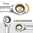 thumbnail image 4 of 2pcs 3/8 Inch Ratcheting Combination Wrench Cr-V Ratchet Box Ended and Open End 72 Teeth 12 Point Anti-slip Stubby with Mirror Polish for Tight Space, 4 of 7