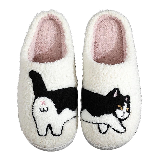 Pantuflas Mullidas para Gatos Y Felpa Vacas Cómodas Interior