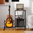 thumbnail image 3 of Dextrus 2-Tier Adjustable Guitar Stand with Storage Shelf and Wheels, Guitar Rack for Multiple Guitars, Acoustic, Bass, Electric Guitar Stand, Suitable for Home, Studio, Band Stages, 3 of 10