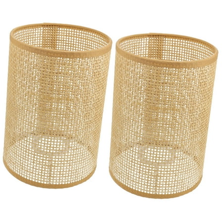 STOBOK 2Pcs Khaki Rattan Woven Lampshade for Pendant Light Ceiling Lamp Cover