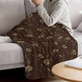 thumbnail image 3 of Brown Floral Blanket Soft Cozy Warm Throw Blanket for Couch, Plush Fuzzy Flannel Fleece Blankets for Sofa, Vintage Spring Botanical Flowers Bed Blankets Lightweight Gifts for Women, 50"x60", 3 of 9