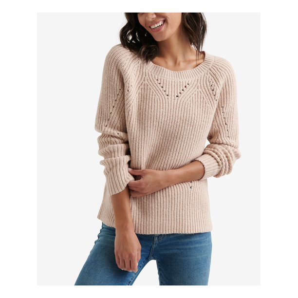 LUCKY BRAND $89 Womens New Pink Pointelle Crew Neck Long Sleeve Sweater M  B+B - Walmart.com