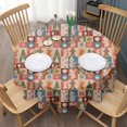 thumbnail image 3 of Multicolor Christmas Icon Pattern Round Tablecloth 60"x60",Wrinkle Wipeable Table Cloth for Kitchen Dining Room Picnic Patio Party, 3 of 6