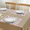 thumbnail image 3 of Pink Pioneer Flower Pattern Summer Placemats Table Placemats Set Of 4-Linen Kitchen Washable Placemats Table Mats 11.8"x17.7" Non-Slip Heat Resistant, 3 of 6