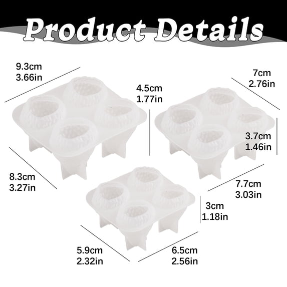 Silicone Resin Mold Strawberry Shape 4-Cavity 9x8cm Large for Fondant Candle Resin