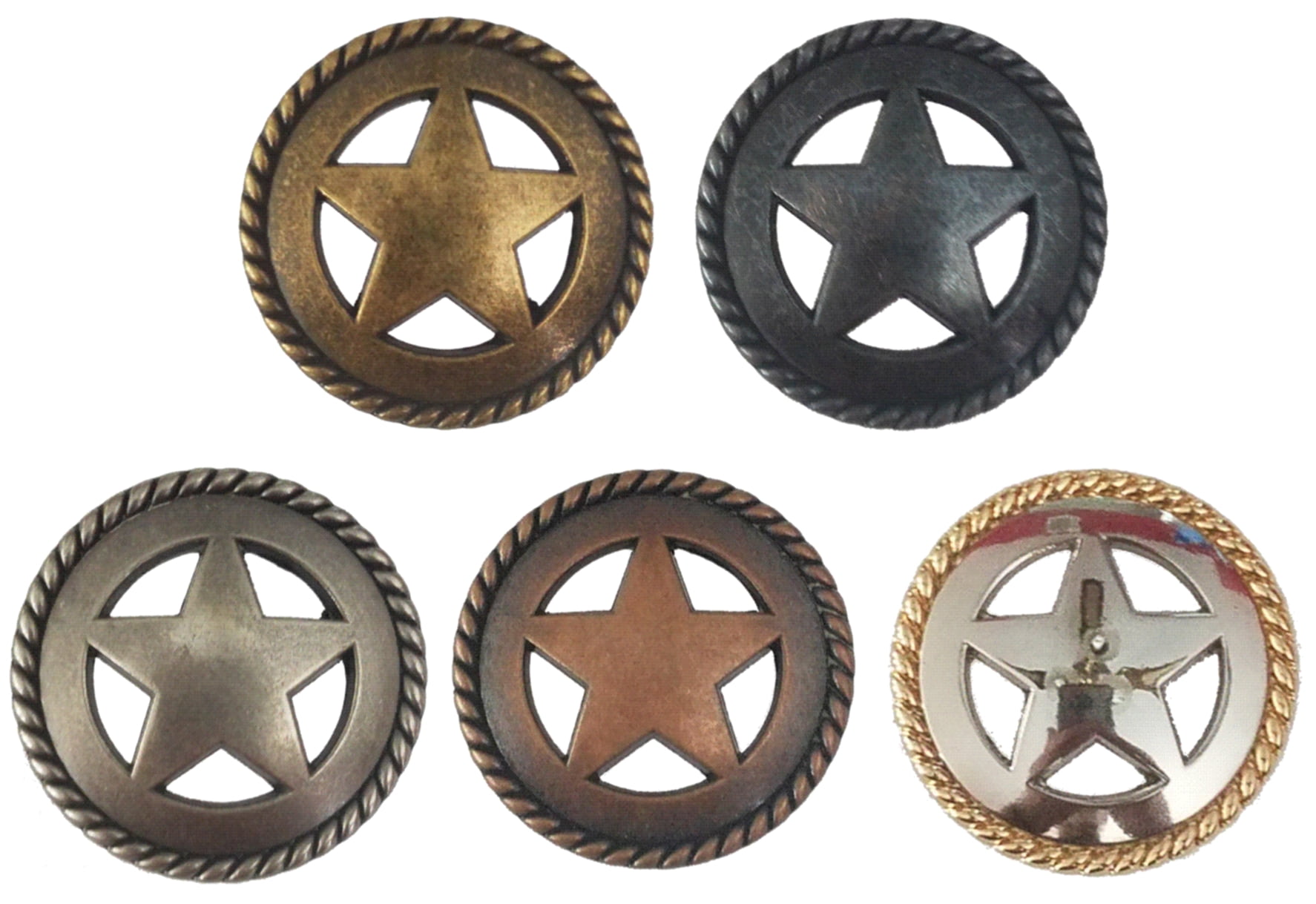 Set of 24 Rustic Star with Rope Drawer Cabinet Knobs in Antique Brass