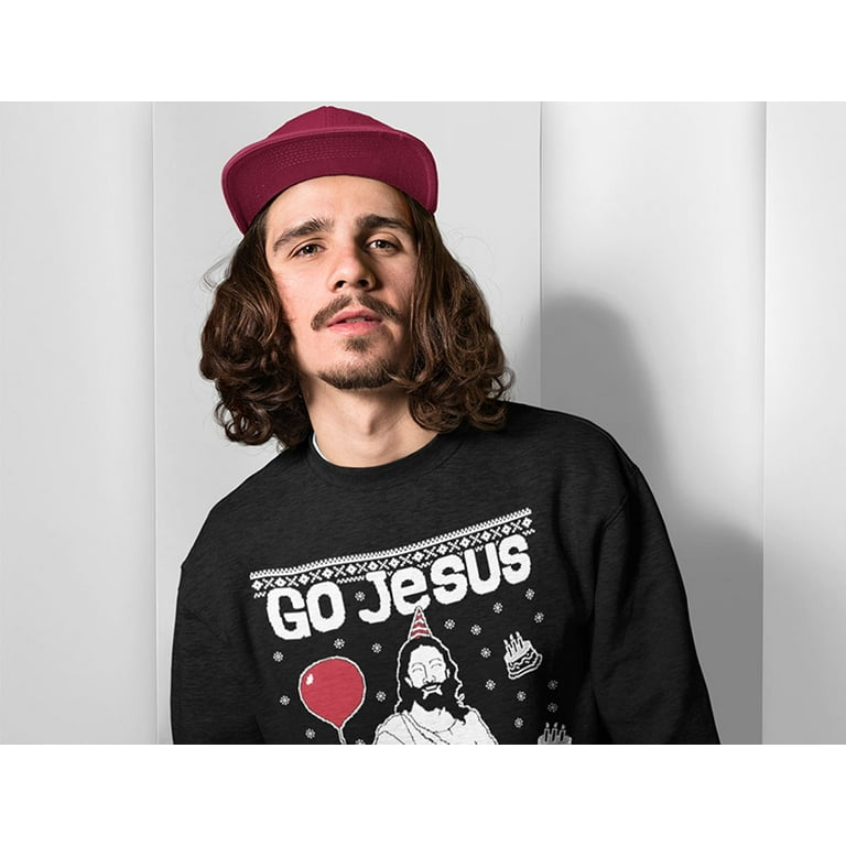 Tstars Mens Ugly Christmas Sweater Go Jesus it s Your Birthday Gift Christmas Gift Funny Humor Holiday Shirts Xmas Party Christmas Gifts for Him Sweatshirt Ugly Xmas Sweater Walmart