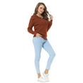 thumbnail image 5 of Zehisen Women's Half Zip Sweaters Casual Long Sleeve V-Neck Collar Ribbed Knitted Slouchy Pullover Tops Red L, 5 of 7