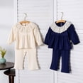 thumbnail image 2 of Korean Baby Girls' Clothes Set 0-4Y Lace Lotus Leaf Collar Top and Pants 2pcs Children's Outfit Spring Kid's Doll Shirt Suit, 2 of 6