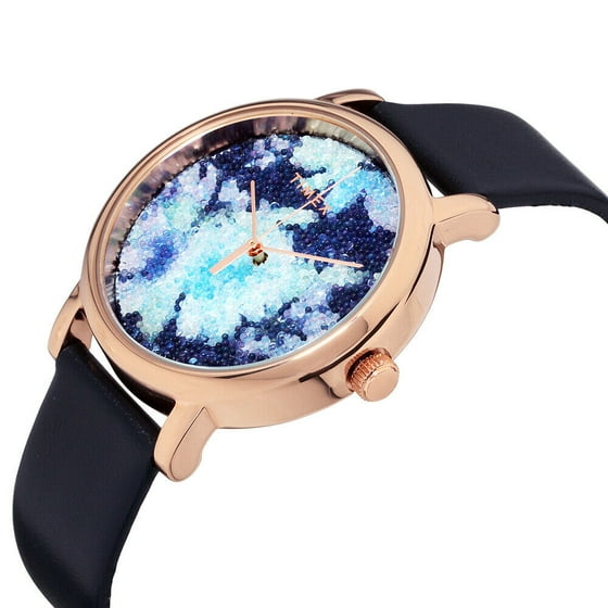 Timex - Timex Crystal Bloom Blue Dial Leather Strap Ladies Watch ...