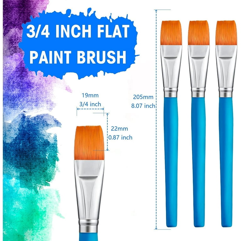 10 Pieces 3/4 inch Flat Paint Brushes Acrylic Paint Brush Artist Craft Paint Brushes Watercolor Small Brush Bulk Painting Brush Art Detail Oil Brush