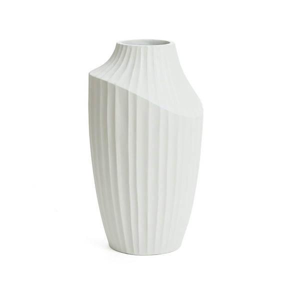 LuxenHome White MgO Modern Abstract Sculpture 20-Inch Tall Vase
