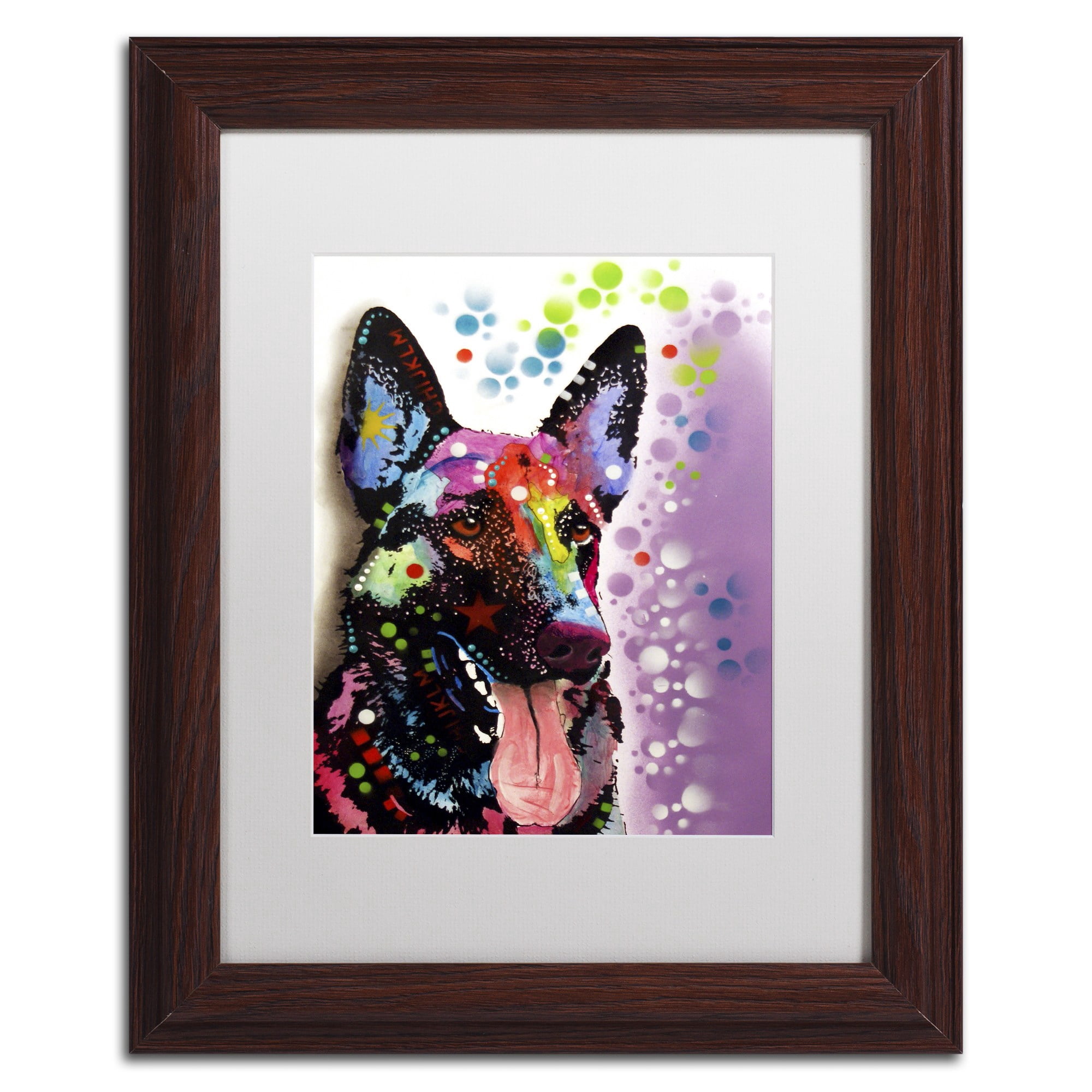 Trademark Fine Art "German Shepherd II" Canvas Art by Dean Russo, White Matte, Wood Frame