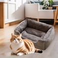 thumbnail image 2 of Rectangle Cat Bed - Washable Orthopedic Sofa Bed, Soft Breathable Puppy & Pet Cuddler, Durable Calming Dog Bed with Anti-Slip Bottom Gray, 2 of 5