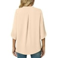 thumbnail image 4 of Usmixi Cute Tops for Women Elbow-Length V-Neck Solid T shirts Summer Casual Lightweight Loose Fit Comfy Chiffon Blouse Beige M Clothes, 4 of 6