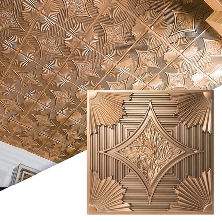 Art3dwallpanels 24x24 inch Bronze Drop Ceiling Tiles,3D PVC Wall Panels for Home Decor,Pack of 12
