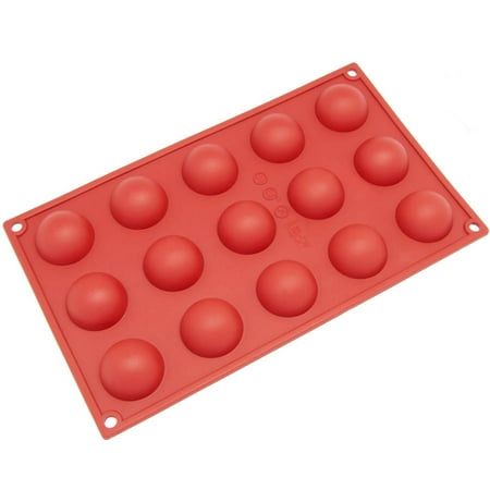 Card Mini Snap Pro Mold - Freshware 15-Cavity Mini Half Sphere Silicone Mold for Chocolate, Candy and Gummy, SM-100RD