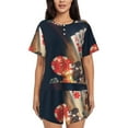 thumbnail image 1 of Balery Casino Poker Chips Conjunto de Pijama para Mujer con Estampado, Dos Piezas de Manga Corta y Shorts, Ropa de Dormir Suave con Cuello Redondo y Bolsillos-Small, 1 of 6