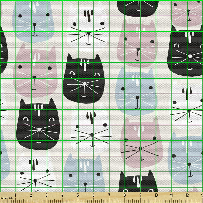 Colorful HIPSTER CAT Cotton 100%, Eco-print, Printed Cotton Fabric, CAT  Fabric, Width 150cm /60 