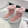 thumbnail image 6 of Rrunsv Women Ladies Snow Boots Mid-Calf Winter Shoes Thickened Plush Warm Shoes with Anti-slip Rubber Base Ankle Boots Pink,8.5, 6 of 7