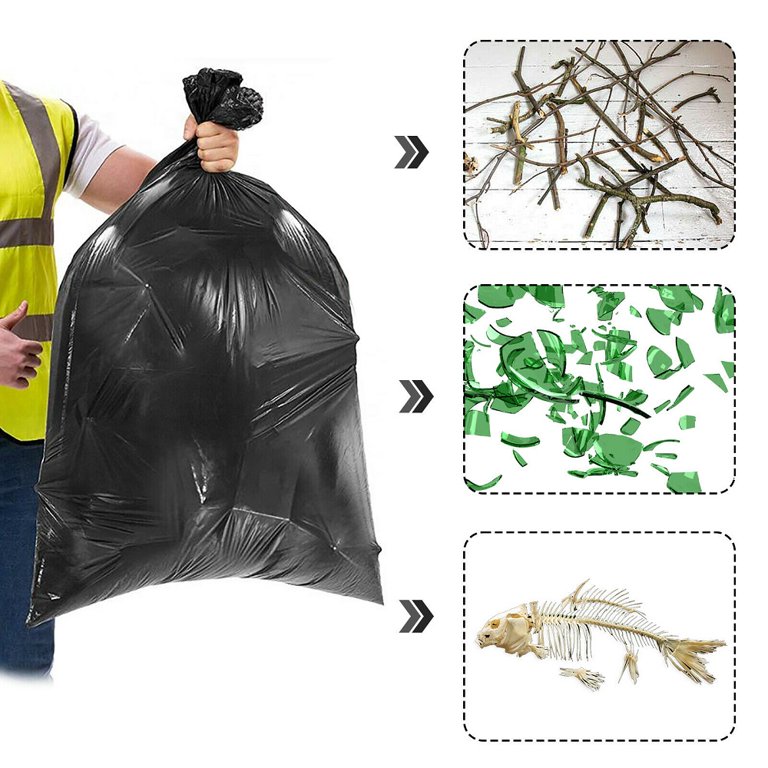 PlasticMill 55 Gallon Black 1.5 Mil 40x50 100 Bags/Case Rubbermade Compatible Garbage Bags / Trash