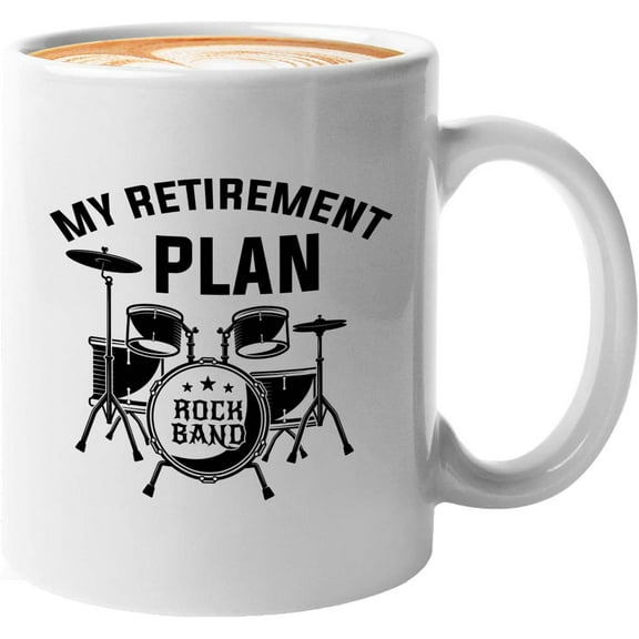 Drummer Retirement Mug White 11oz - My Retirement Plan - Happy Retirement Coworker Teacher Mom Boss Celebration Company Graduation