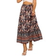 thumbnail image 1 of Faldas florales INSPIRE CHIC para mujer, falda maxi fluida de playa casual con cintura alta elástica, XS azul oscuro, 1 of 5