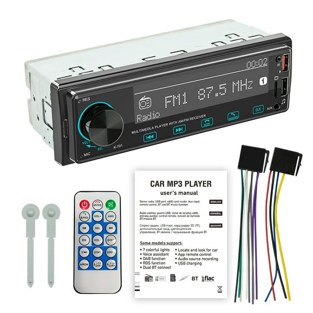 Car Single DIN Wireless MP3 Player 5.1 Radio Vehicle Front Touch Control Bluetooth-compatible 5.1 AUX Input Radio Receiver Automobile
