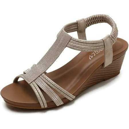 

XWQYRG Women Roman Wedge Sandal Cross Band Strap Breathable Casual Summer Dress Sandals Shoes