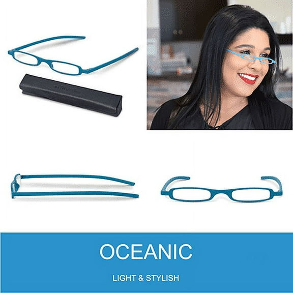 SlimViews Oceanic Blue Reading Glasses 2.00 Magnification with case