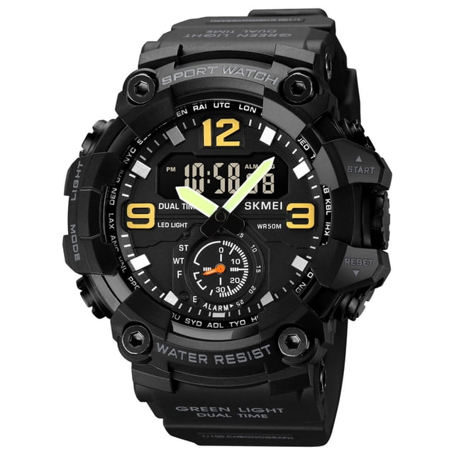Herunwer Men's Digital Camo Sport Watch, LED Backlight, Water Resistant with Alarm and Stopwatch