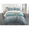 thumbnail image 3 of Ambesonne Seascape Quilted Bedspread Set 3 Pcs, Ocean Forest Apartment, Queen Size, Forest Green White, 3 of 5