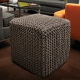 thumbnail image 2 of Natural Jute 18" Square Knit Pouf Ottoman Natural, 2 of 2