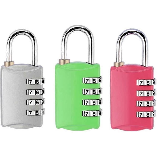 3 Pcs Combination Padlock, 4 Digit Code Padlock - Security Anti-Theft, Made of Zinc Alloy - Ideal