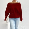 thumbnail image 2 of Mlkoz Off The Shoulder Tops for Womens Sweatshirts Lightweight Pullover Tops Solid Color Long Sleeve Loose Tunic Tops, 2 of 7