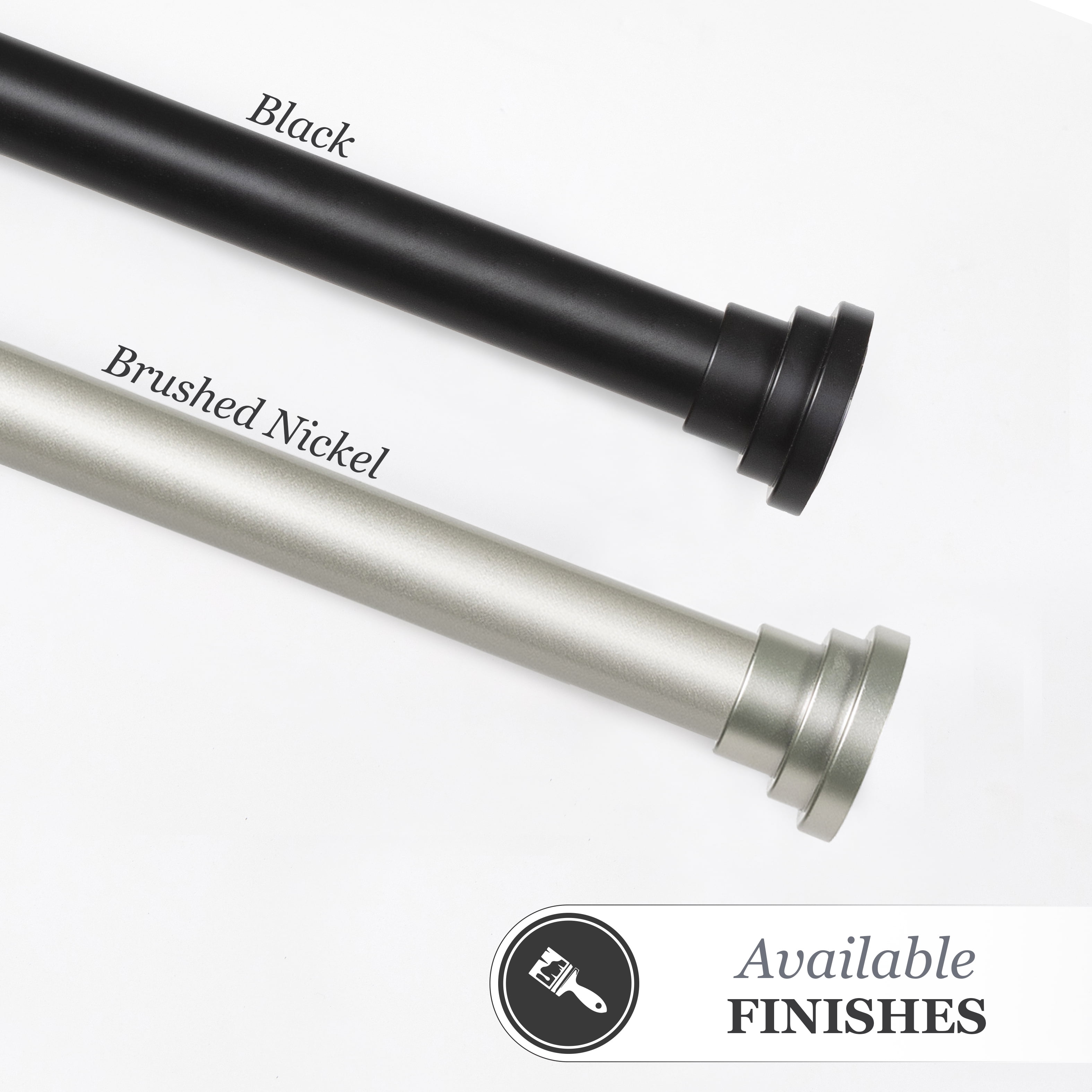 Sun Zero 3/4" Brushed Nickel Decorative Blackout Tension Rod, 28-60"