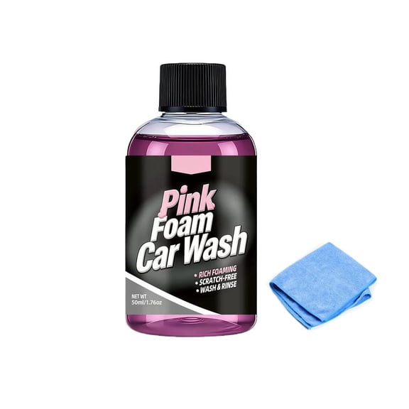 Car Wash Foam Thick Clinging Pink Snow Foam Gentle Car Cleaning Formula for Car Body Windows All Vehicle Types Easy Spray On Rinse Off