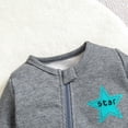 thumbnail image 4 of Baby Onesies Unisex Boys Star Print Zip Up Footed Romper Baby Girl Romper Grey 6M, 4 of 7