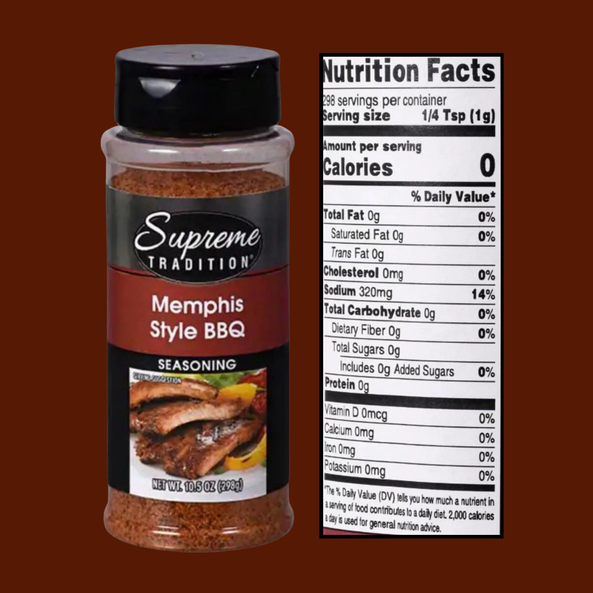 Supreme Memphis Style BBQ Seasoning 10.5 oz 2 Shaker Bottle, Savory and Spicy Spice Blend Rub for Pork Beef Chicket BBQ Meat, Home Kitchen Grilling- with 2 Snoep in Beperkte Oplage