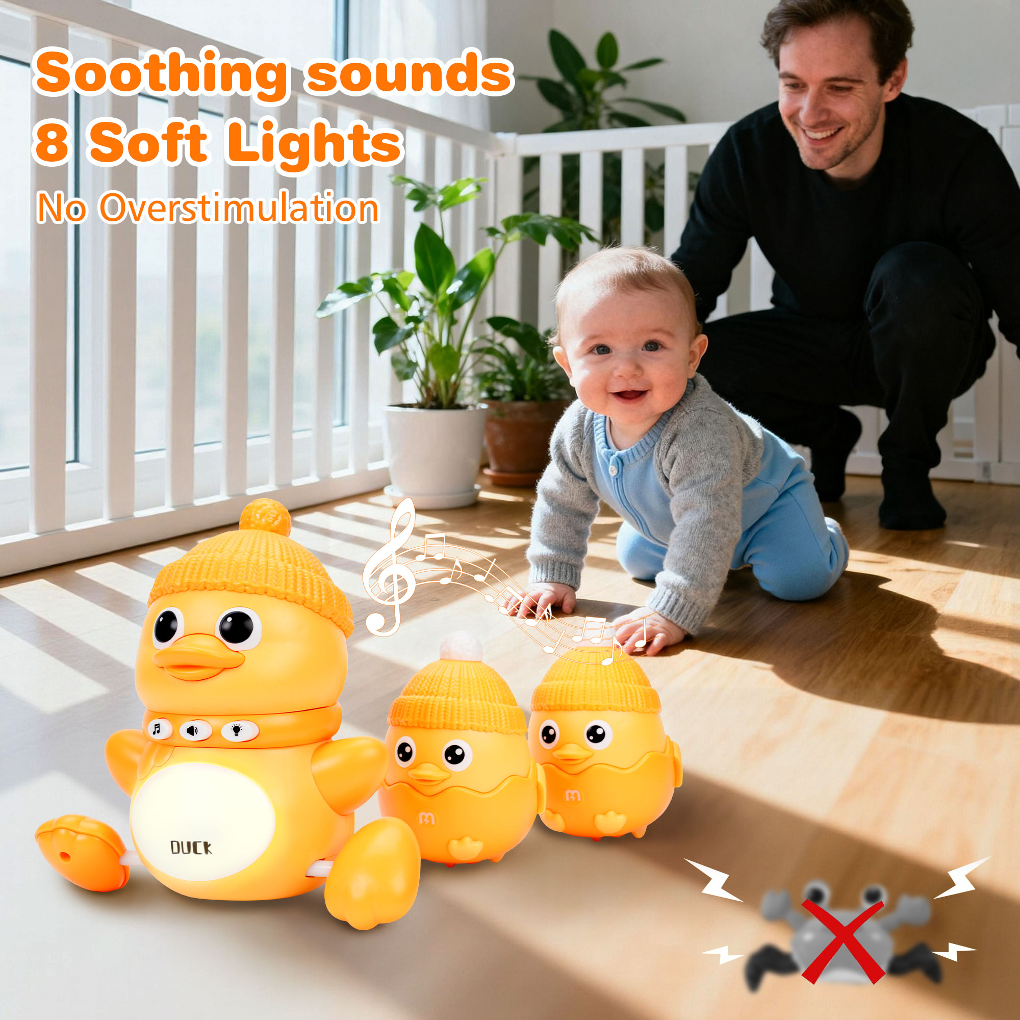 PayUSD Musical Dancing Toy Set with Mama and Babys Tummy Time Toys, Crawling and Interaction Modes 1 Year Old Girl Boy Baby Xmas Easter Gifts