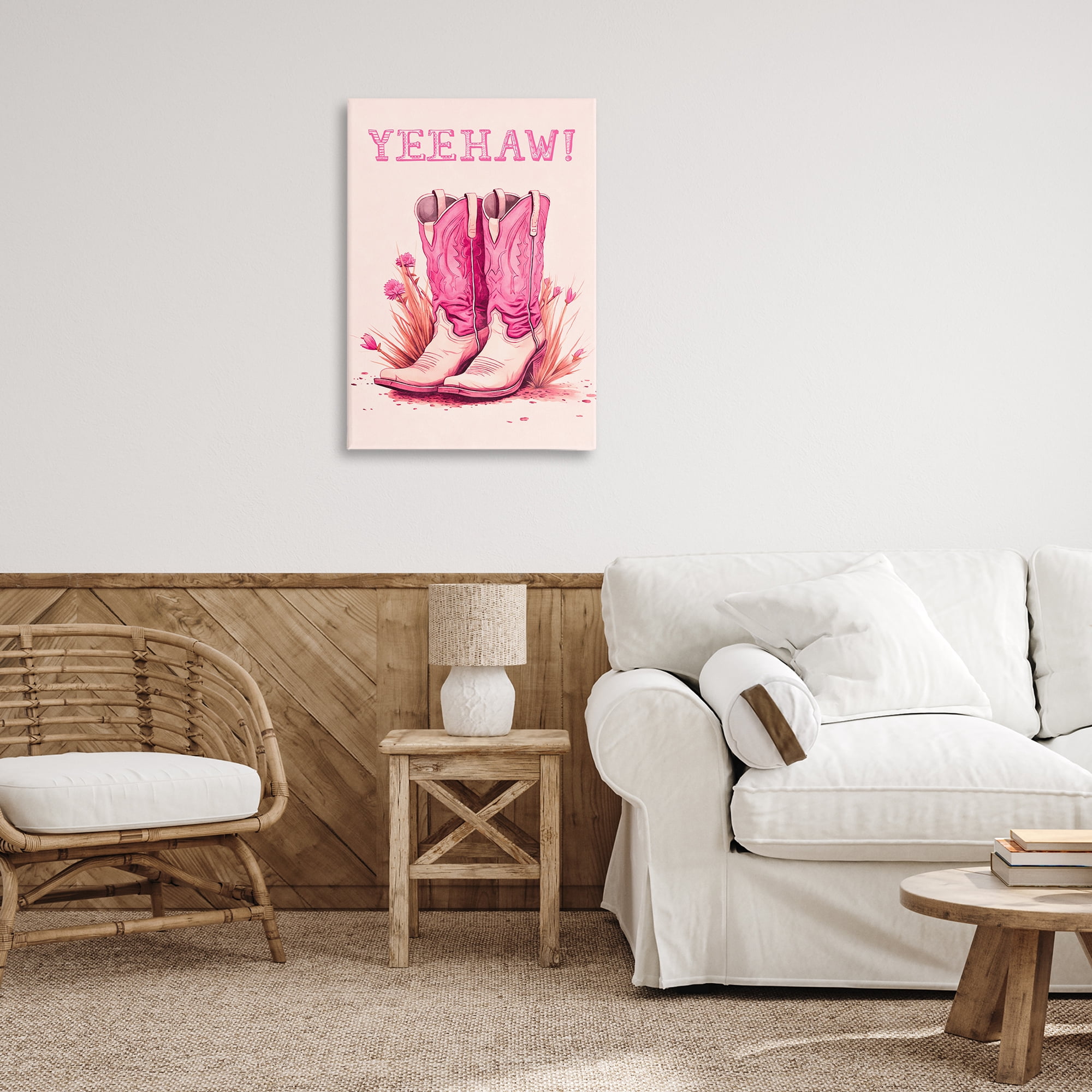 Stupell Industries Yeehaw Pastel Boots Fashion Painting Wrapped Canvas Art Print Wall Art, 20 x 30