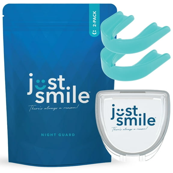 Just Smile Night Guard 2 Pack - Mouth Guard for Teeth Clenching and Grinding, Comfortable Fit for Light and Heavy Clenching (Aqua)