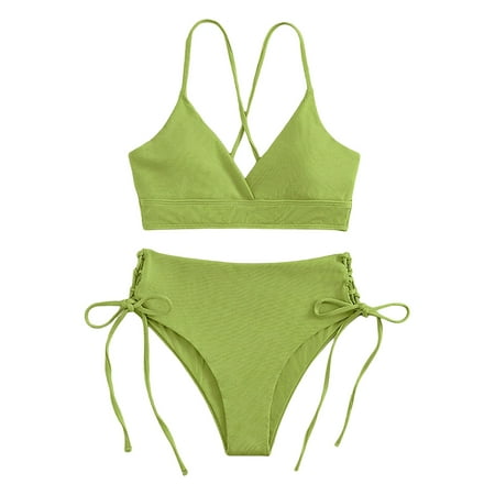 Yoodem Swimsuit for Women One Piece Swimsuit Women Womens V Neck Separate Sexy Swimsuit with Big Breasts and Big Cups Tankini Swimsuits for Women Green XL