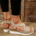 thumbnail image 4 of Mepaouo Espadrille Dressy Wedge Sandals Womens Elastic Strap Dressy Platform Slip on Heels Size 7.5, 4 of 8