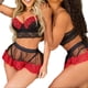 thumbnail image 2 of VISgogo Conjunto de Pijama de Estilo Sexy para Mujer, Sujetador Estampado de Corazón Ajustado + Calzoncillos de Tanga VISgogo  moda, 2 of 4