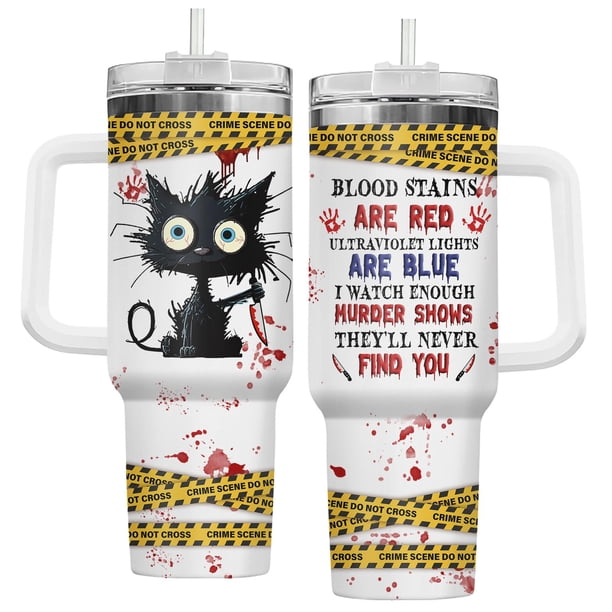 Vaso para gatos de acero inoxidable 34HD de 40 oz con tapa y pajita