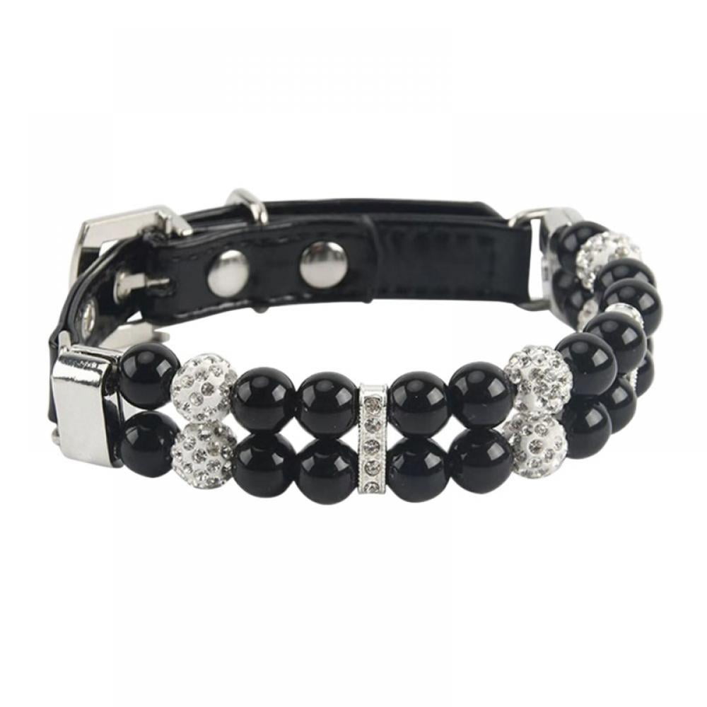 Dog Pearl Collars Dog Leather Pearl Collar with Crystal Rhinestone Cat